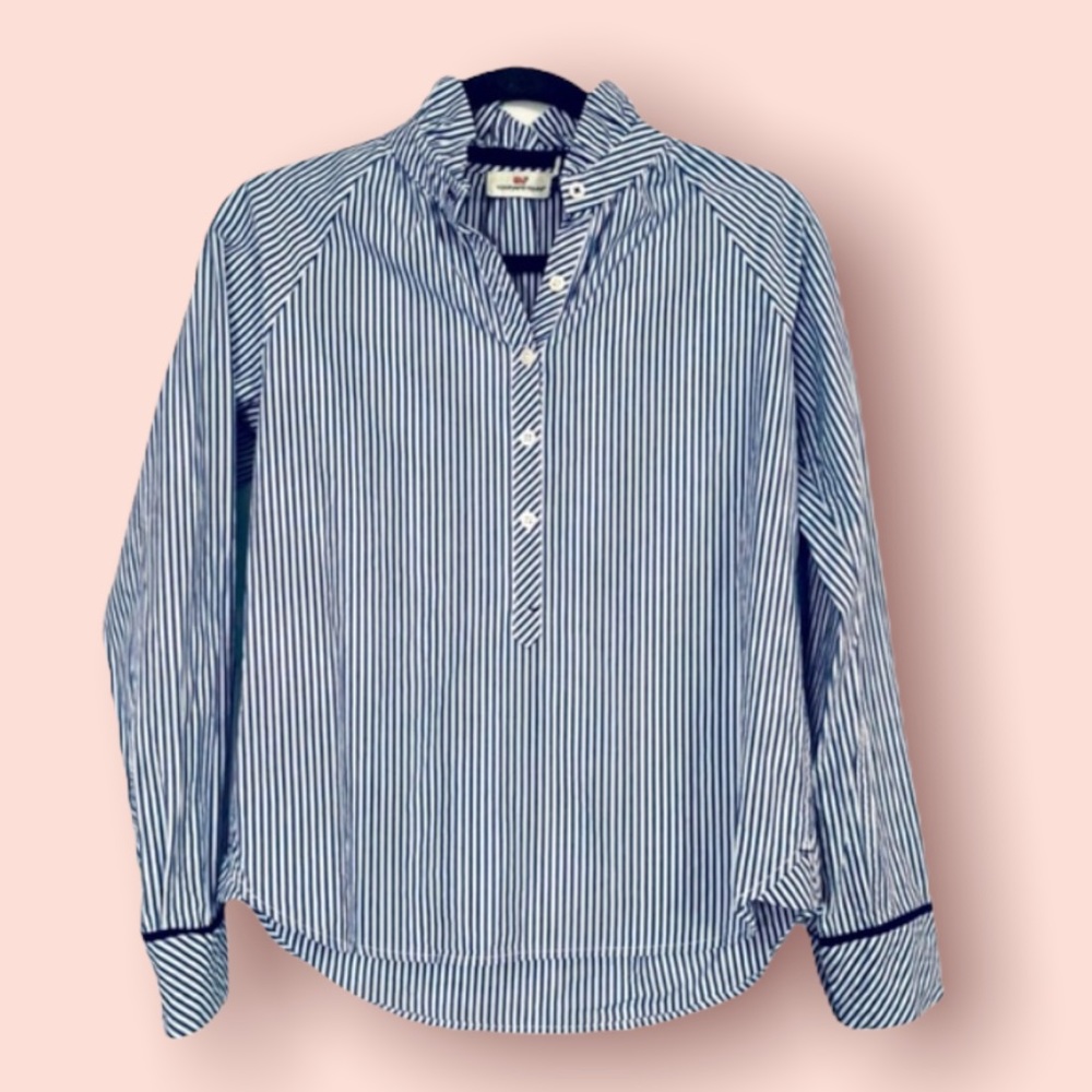Vineyard Vines Blue/White Stripe Pullover Shirt XS